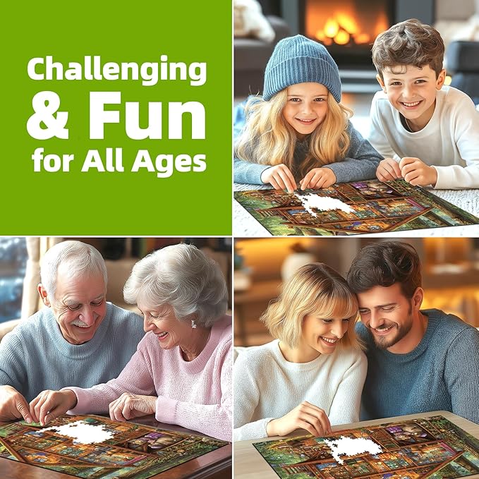 Blueforest 1000 Piece Jigsaw Puzzle - Large Forest Treehouse Bear Family Art Puzzle for Adults | Challenging Fun for Adults Home Decor (27.5 x 19.7 Inches)