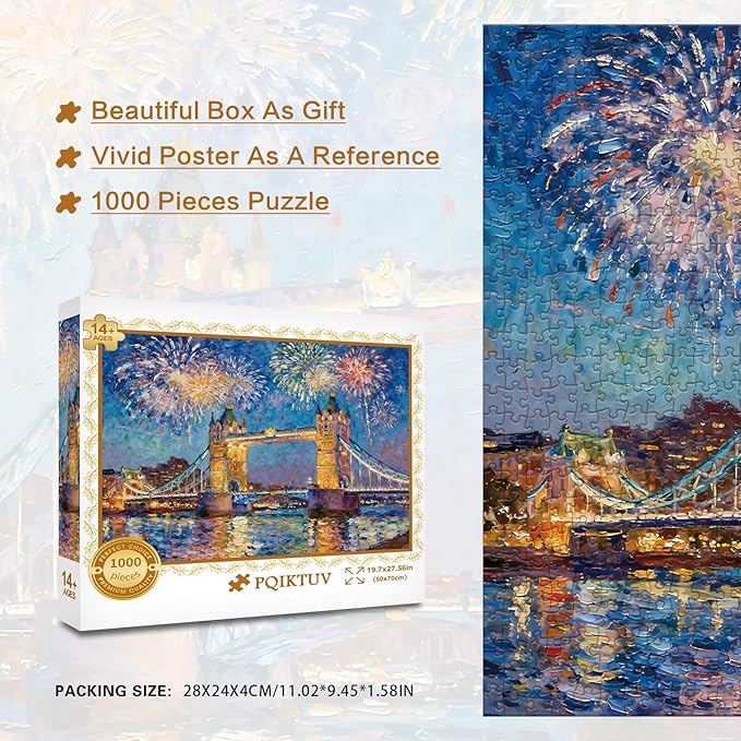 Puzzles for Adults 1000 Pieces Jigsaw Puzzles Impossible Puzzle with Letters on Back City Scene Landscape Puzzle Funny Gift Family Decoration Puzzles for Adults (27.56x19.7 Inch)