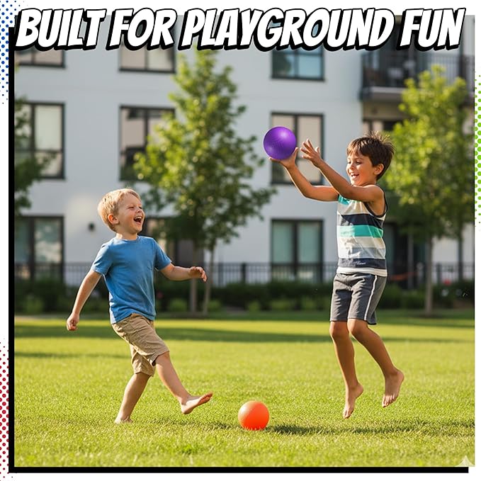 5” Playground Balls for Toddlers & Kids - (6 Pack) Inflatable Rubber Bouncy Dodgeball Balls w/Pump - Small & Colorful for Four Square, Gym, Backyard, Recess, Sports, Preschool & Kindergarten Games