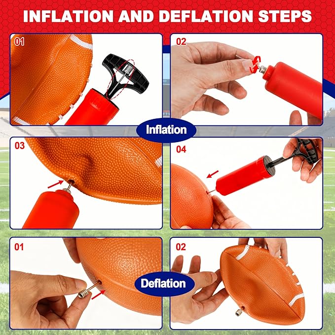 Football Toss Game Set, Includes 4 Soft Footballs - Outdoor Lawn Games for Kids, Family Parties