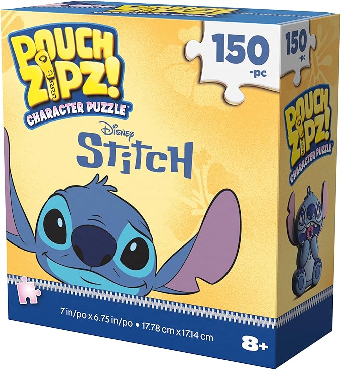 Spin Master Games, Stitch Micro Puzzle in Vinyl Pouch, 150 Pieces, Kids Puzzle Disney Collectible Case, Kids Toys for Girls & Boys, for Ages 8 & Up