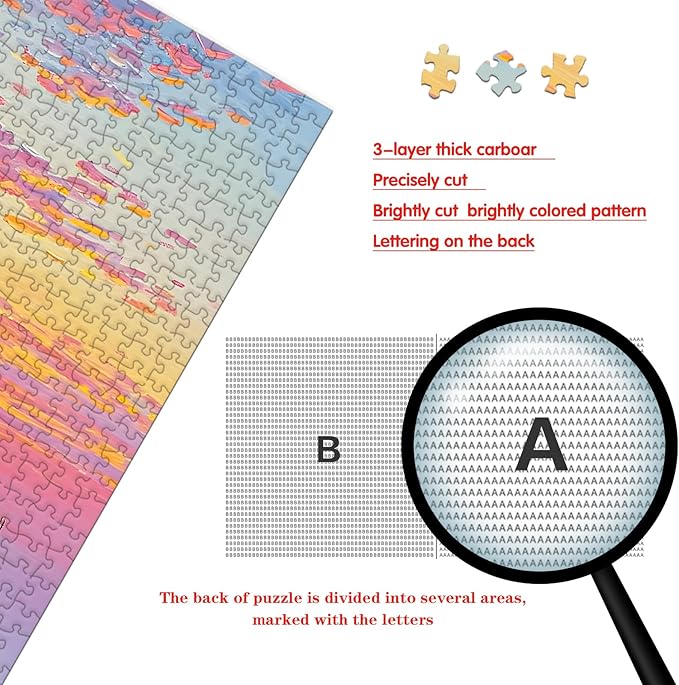 Puzzle for Adults 1000 Pieces, Sunset Field Puzzle, Challening Impossible Difficult Hard Fun 1000 Pieces Jigsaw Puzzles for Adults Family with Letters on Back