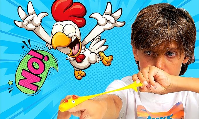 JA-RU Finger Slingshot Chickens (2 Packs 4 Units) Rubber Sling Chicken Flick Chicken Flying Chicken Flingers Stretchy Toys For kids Party Favors 426-2