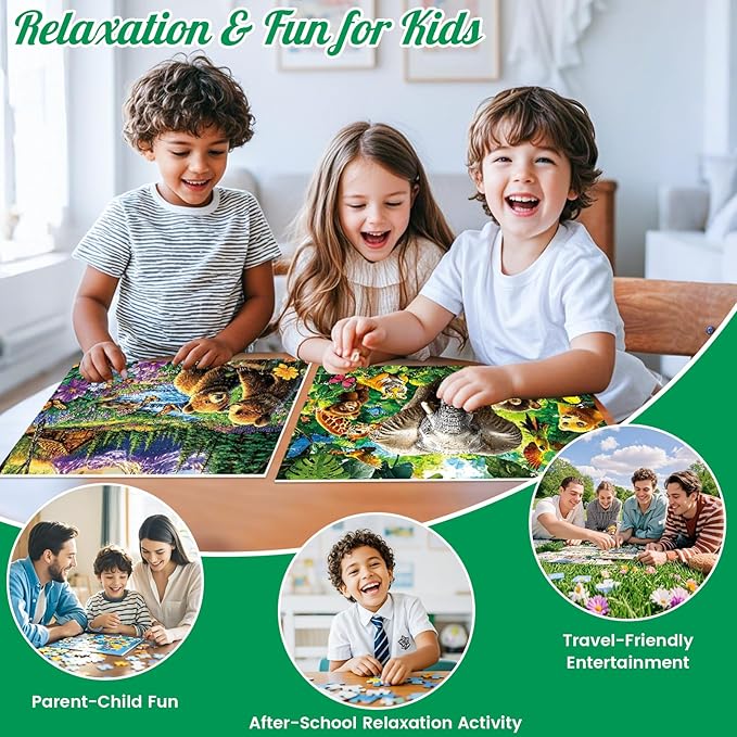 4-Pack 100 Piece Puzzles for Kids Ages 6-8 8-10 - Large Piece Puzzles for Adults Seniors Kids, Dogs Cats Bears Animals Jigsaw Puzzles for Kids Ages 4-6,Learning Educational Toys Gifts for Boys Girls
