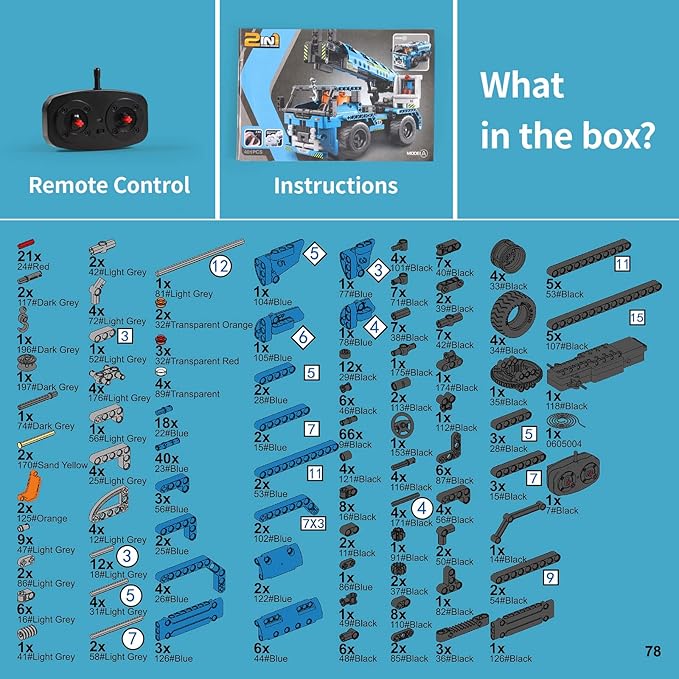 STEM RC Truck Building Toys, 2-in-1 Technic Vehicle Building Kits for Boys Age 8-12, Construction Erector Set Crane Truck Build Model for Boys Girls Age 6 7 8 9 10 11 12 13 14+