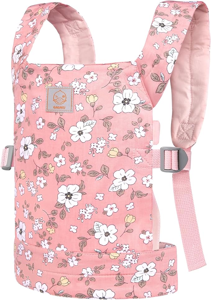 GAGAKU Baby Doll Carrier, Doll Carrier for Little Girls, Toy Baby Carrier for Dolls Kids, Baby Doll Carrier for Toddlers, Reborn Baby Doll Accessories - Pink - Anemone Flowers