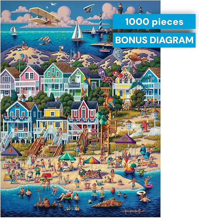 Buffalo Games - Dowdle's Outer Banks 1000 Piece Jigsaw Puzzle, Made in USA, Recycled Premium Board, Reference Diagram