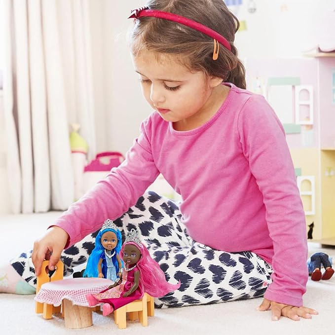 Little Dolls Set with Mini Princess Dolls for Girls – Princess Toy Dolls for Dollhouse –Small Doll Mini Princess Figures with Tiaras, Hair Accessories