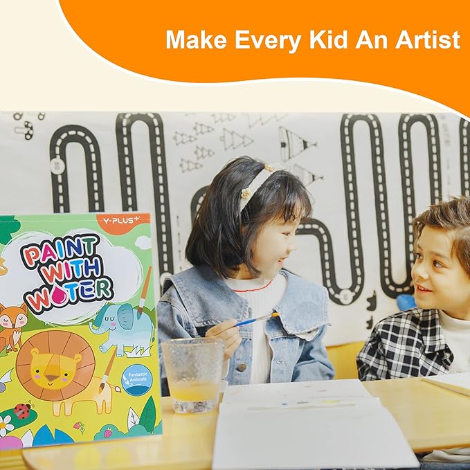 YPLUS Paint with Water Books for Toddlers, Watercolor Painting Paper Gift for Kids Ages 1-3, 2-4, 4-6, Art Craft Gift for Drawing with Brush Christmas Stocking Stuffers for Kids Toddler (All 7 Themes)