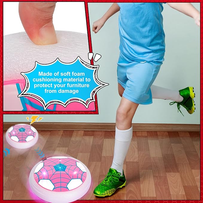 Hover Soccer Ball, 2 Pack - Indoor Soccer Toys for Kids, Cool Sports Games for Boys and Girls, Birthday Gifts(Red and Pink)