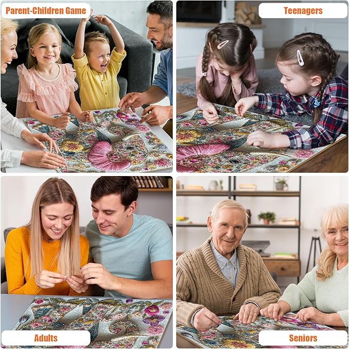 Elephant Jigsaw Puzzles for Adults 1000 Pieces - Beautiful Elephant Diamond Art Puzzle, Cute Animal Floral Crystal Jigsaw Puzzles with Letters on Back, Challenging Puzzle Games Gift for Teens Adults