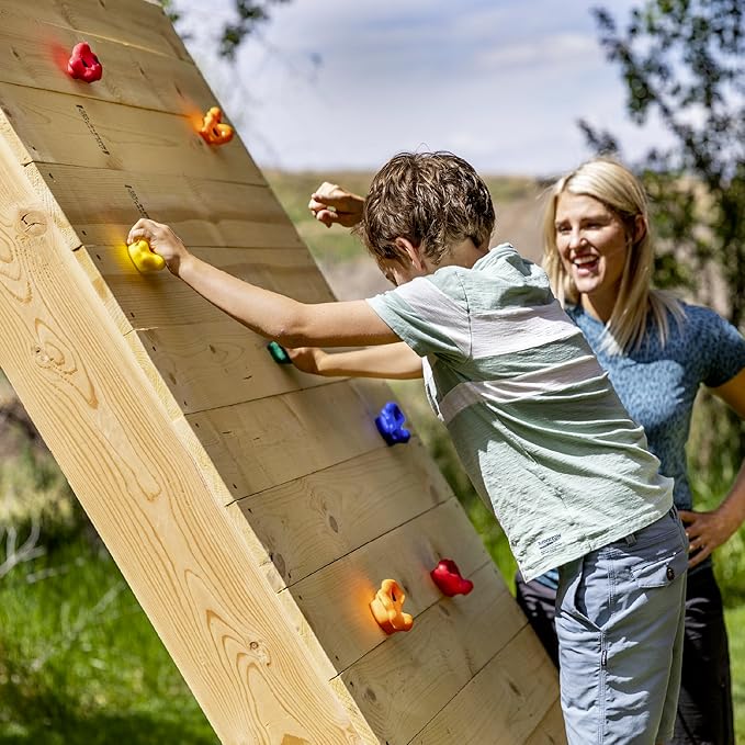 Squirrel Products Rock Climbing Holds for Kids, Deluxe Extra Large Climbing Rocks with Mounting Hardware - DIY Rock Wall Indoor & Outdoor Playground Accessories Wall Climbing Kit - Ages 3+