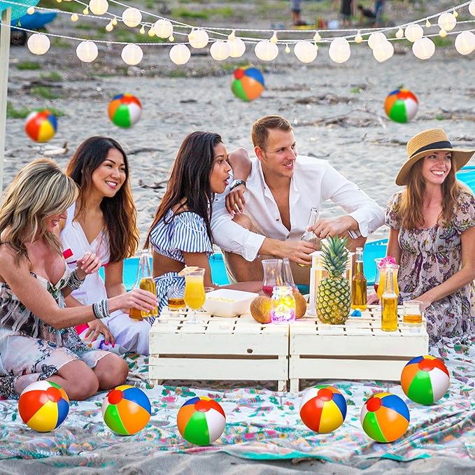 Zhanmai 100 Pack Inflatable Beach Balls 5 Inch Summer Beach Ball Pool Party Toy for Kids and Adults Blow Up for Party Favor Daily Game Toys Birthday Decorations (Rainbow Color)