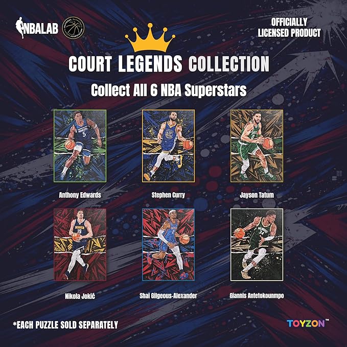 NBA Court Legends 300pc Shai Gilgeous-Alexander Jigsaw Puzzle for Kids & Adults, Premium Basketball Puzzle Game, Family Activity, Collector Gift for NBA Fans, Game Room or Home Display