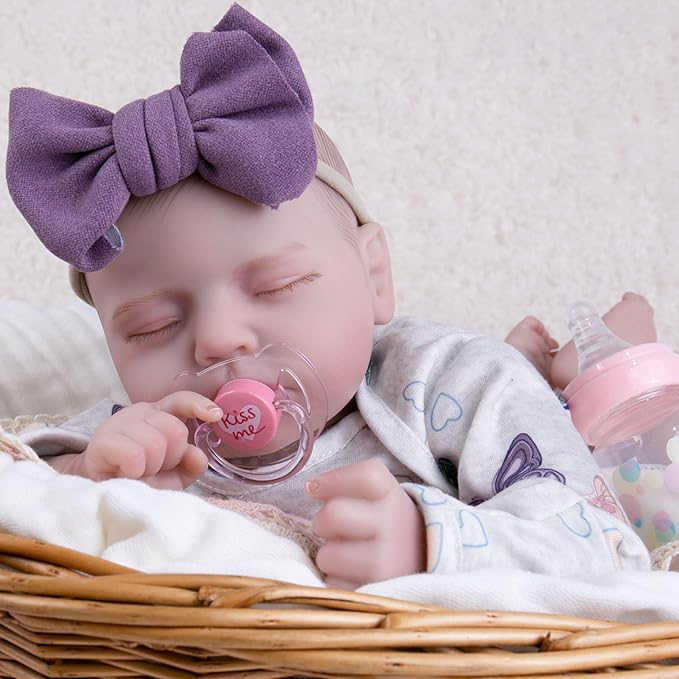 EKOKIZ Reborn Baby Dolls 20 Inch Realistic - Weighted Body Newborn Baby Doll, Life-Like Skin Detail Soft Vinyl Cloth Body, Collectible Real Life Sleeping Doll with Gift Set for Kids 3+