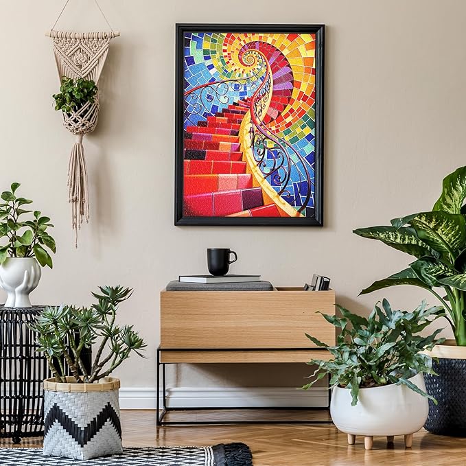 Jigsaw Puzzles for Adults 1000 Pieces, Vibrant Colorful Difficult Challenging Unique Puzzle for Game Night Family Home Decor, 20x27 Inches, Rainbow Ladder