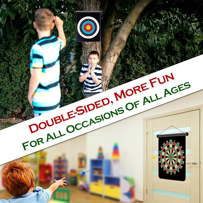 Magnetic Dart Board for Kids, Fun Toys Gifts for Boys 8 9 10 11 12 13 14 Years Old Teen Birthday Easter Valentine Christmas Stocking Stuffers Indoor Room Games, Magnet Dartboard Sets Double Sided