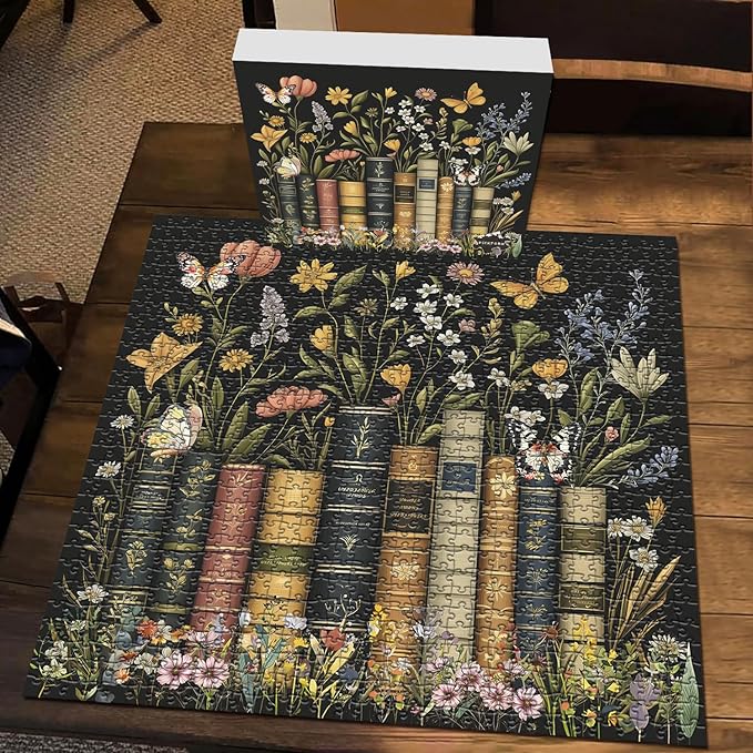 Wildflowers Puzzles for Adults 1000 Pieces, PICKFORU Wildflower Pages Jigsaw Puzzle, Vintage Book Puzzles for Book Lover, Plant Floral Flowers Puzzle as Home Decor
