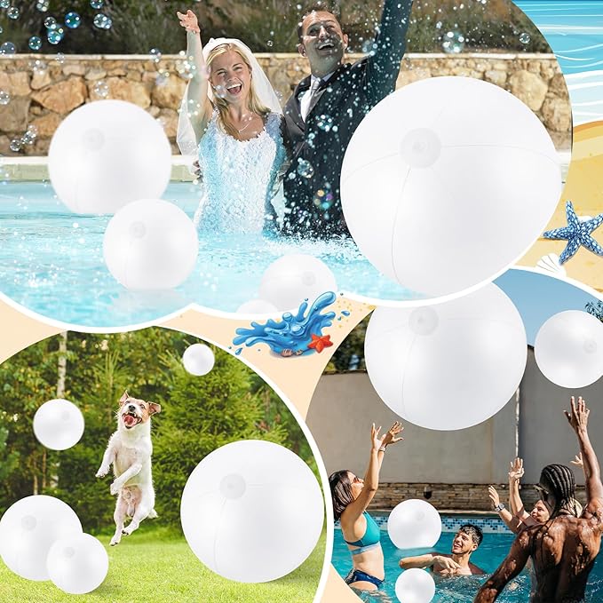 Realspring 36 Pcs Inflatable Beach Balls Bulk 6" 12" 16" 24" 40" Multiple Sizes PVC Summer Swimming Pool Ball for Adults Outdoor Beach Hawaii Water Games Party Decorations