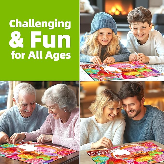 500 Piece Jigsaw Puzzle for Adults Colorful Donuts Coffee Delicious Dessert Design Fun Vibrant Food Sweet Treats Puzzles for Family Game Night Seniors(23“X15”)
