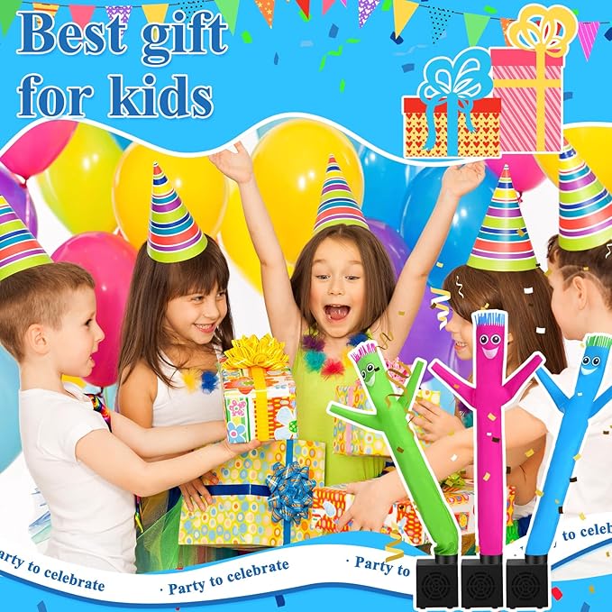 Poen 3 Pcs Mini Inflatable Tube Man White Elephant Gift Funny Gag Birthday Wacky Waving Inflatable Guy with Blower Desktop Mini Dancer Gift for Women Party Decoration(Cute)