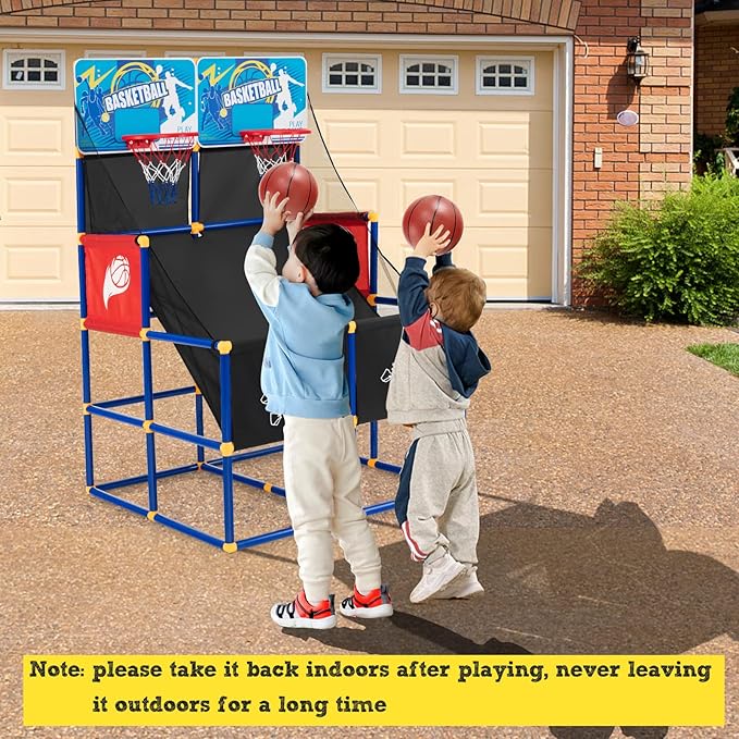 Giantex Arcade Basketball Hoop for Kids - Indoor Outdoor 2 Player Dual Shot Basketball Arcade Game with 4 Balls and Ball Pump, Great Gift for Boys and Girls Ages 3+