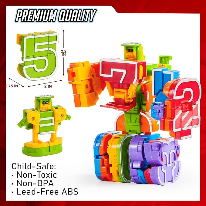 JOYIN 10 Pcs Number Robots Educational Toys, Number Robots, Action Figure Learning Toys, Birthday Gifts for Kids Boys Girls 3 4 5 6 Years Old