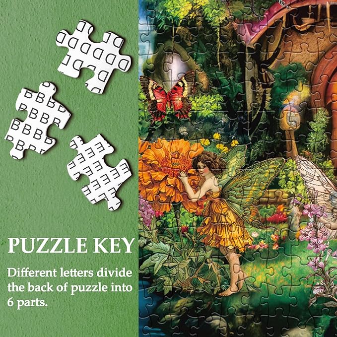 Flower Fairy Puzzle for Adults 1000 Pieces, Funny Mushroom Jigsaw Puzzle, Fantasy Colorful Butterfly Insect Puzzle