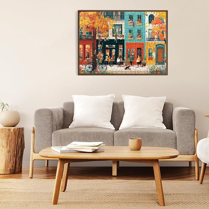 500 Piece Puzzle for Adults – Colorful Streets Jigsaw Puzzle 500 Pieces for Adults – Interlock Perfectly Letter on Back No Dust, Home Decor Birthday Party Gift Toy for Men Women Elders Seniors