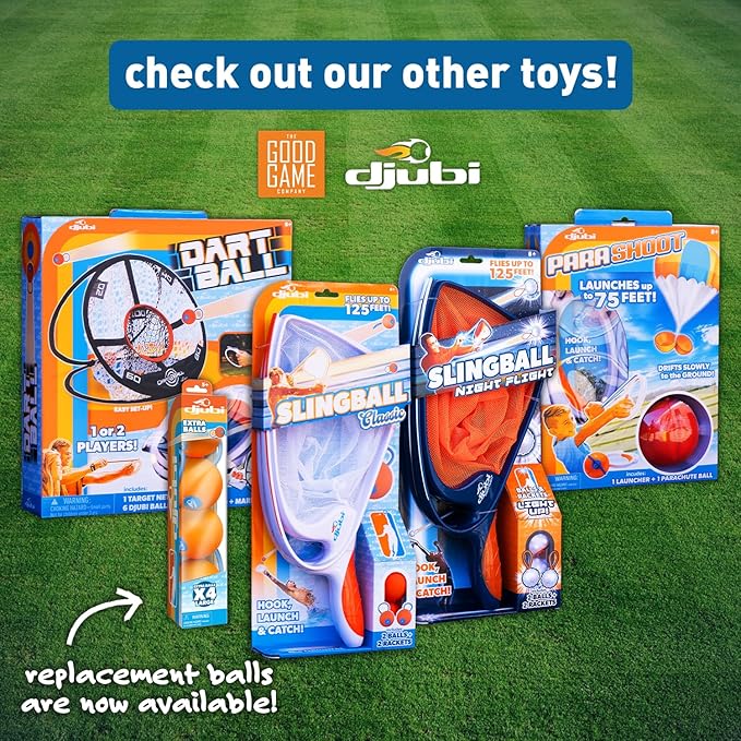 Djubi Slingball, Best Gifts for Kids All Ages 6 & Up - Slingshot Outdoor Beach, Lawn, & Tailgating Family Game - Toys Gifts for 6 7 8 9 10 Year Old Boys - Freestyle