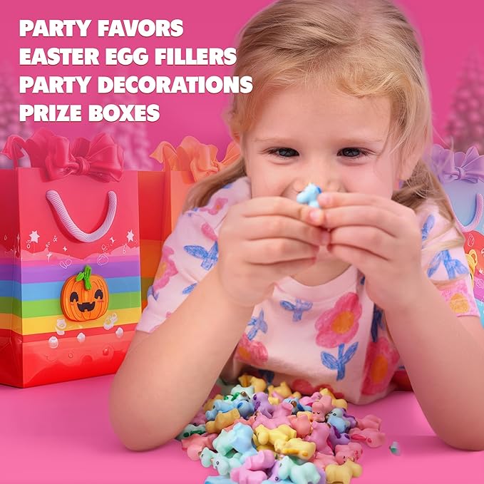 Entervending Unicorn Mini Toys in Capsules - 100 Pcs of 1.1 Inch Acorn Capsules and Unicorn Toy for Kids - Plastic Capsules for Toys Bulk – Mini Unicorn Toys - Classroom Prizes Easter Egg Stuffers
