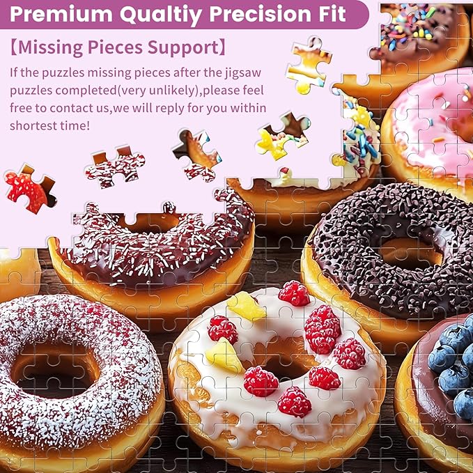 500 Piece Puzzle for Adults, Donut Jigsaw Puzzles, Youths Favorite Foods Puzzles 500 Pieces, Birthday and Barious Holiday Party for Family Adults, Funny Puzzle, 20.5x15 in