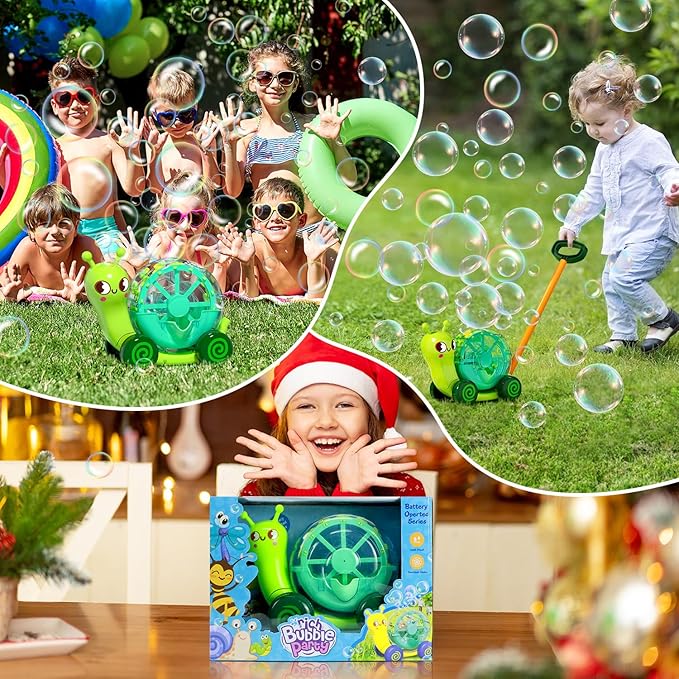 Snail Bubble Mower Toy for Kids(Age 3 up) – Includes 4oz Bubble Solution, Outdoor Bubble Machine for Kids, Light-Up 3D Push Bubble Machine, Great for Parties, Summer Toy, Easter, Birthday Gift
