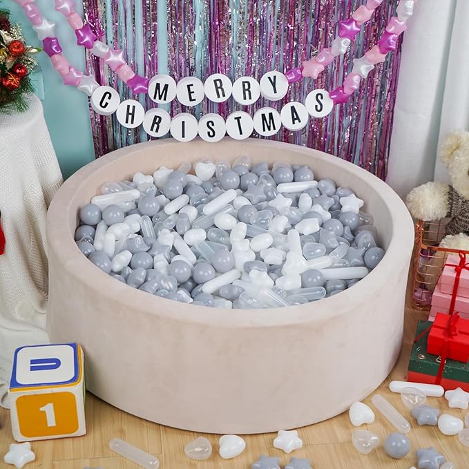 STARBOLO Ball Pit Balls for Baby and Toddler, 150 200 Pack White Mixed Shaped Balls Phthalate Free BPA Free Crush Proof Plastic Pit Balls Play Toys for Kids Ball Pit, Pool,Play Tent,Party