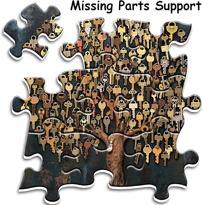 Key Tree Puzzles for Adults 1000 Pieces, Tree of Life Jigsaw Puzzles, Vintage Nature Plant Puzzles as Home Decor