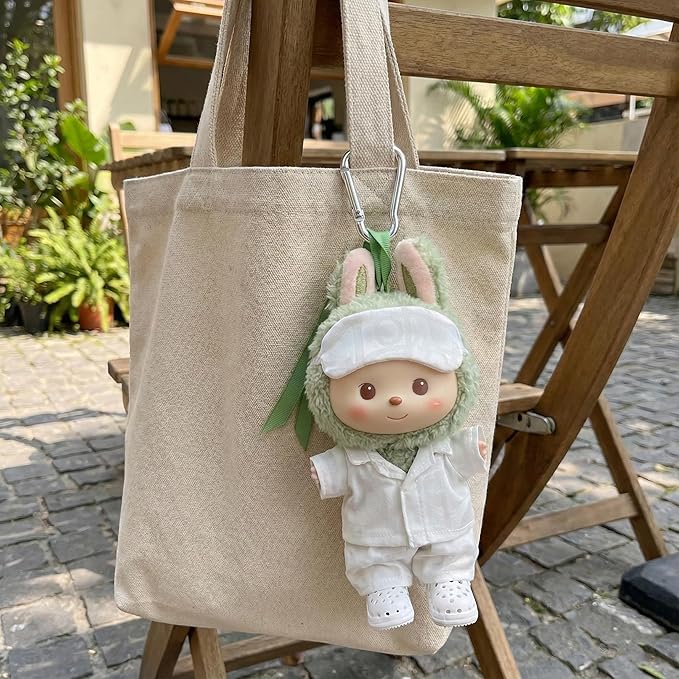 Pajamas for Labubu, Clothes Compatible with 17cm Doll&Labubu Series,Easy to Put on and Take Off with Velcro Design,DIY Outfit Accessories Gift for Friend & Fans(White Silk Pajamas)