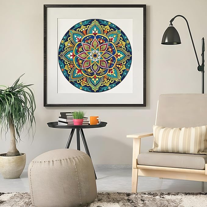 1000 Pieces Mandala Round Jigsaw Puzzles for Adults Kids Teen Round Puzzle Game Toys Gift 26.7" x 26.7" Q1169