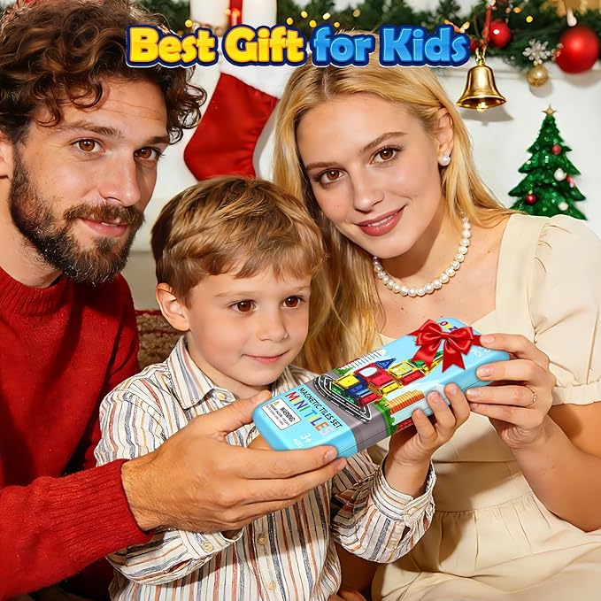 Mini Magnetic Tiles Road with Case Toddler Travel Toys Trip Essentials Set, Magnetic Building Blocks Toys for 3 4 5+ Year Old Boys Girls Montessori Sensory Learning Easter Birthday Gifts