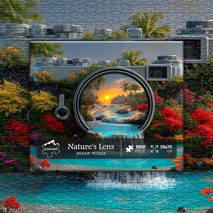 1000 Piece Landscape Puzzles for Adults, Nature’s Lens Sunset Scenery Puzzles, Unique Camera Scenic Jigsaw Puzzles for Adults