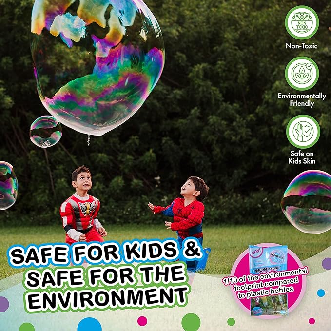 WOWMAZING Giant Bubbles Kit Plus – Big Bubbles for Kids with a Large Bubble Wand and Bubble Mix (Makes 1.5 Gallon)