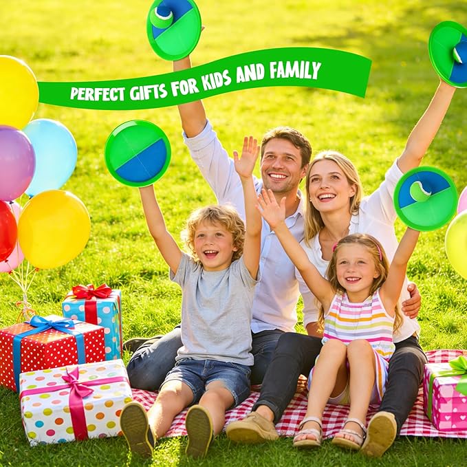 2-in-1 Beach Paddle Ball and Toss Catch Ball Game Set, Summer Outdoor Toys for Kids Adults, Family Yard Lawn Beach Pool Park Games, Outside Sports Easter Basket Stuffers Gifts for Boys Girls