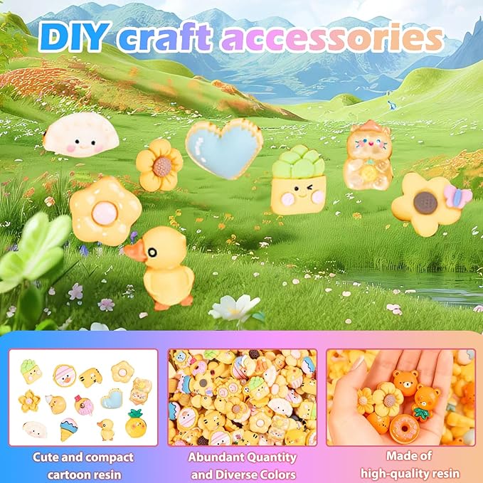 Yellow Series 50pcs Mystery Mini Resin Blind Bags – Tiny Cute Figures for Crafts, Dollhouses, Fairy Gardens, Kids’ Surprise Toys, Christmas Stocking Stuffers & Gifts