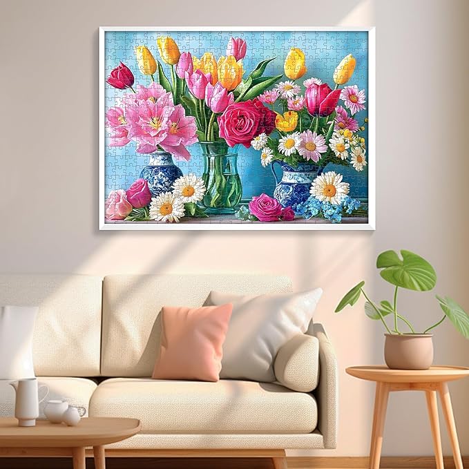 500 Piece Puzzle for Adults, Beautiful Flower Puzzles for Adults Senior, Age 12+, Tulip Rose Jigsaw Puzzles 500 Pieces, Challenging Puzzle Perfect Game Nights for Family Friend 20.5 X 15 Inches