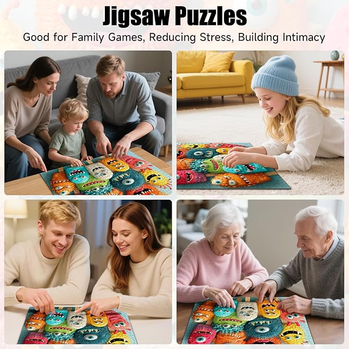 Puzzles for Adults 1000 Pieces, Playful Monster Animal Pattern Puzzle for Adults, Back with Letters for Easy Sorting, Ideal for Home Decor & Puzzle Lover Gifts