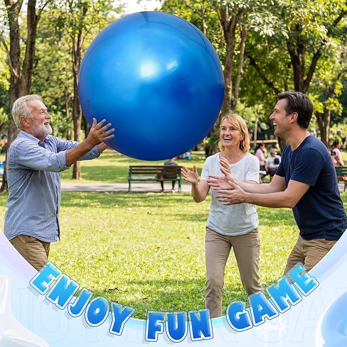 Lewtemi 16 Inch Jumbo Inflatable Playground Ball Marbleized Giant Large Rubber Kickball Four Square Bouncy Balls Giant Beach Dodgeball for Swimming Pool Sports Activities