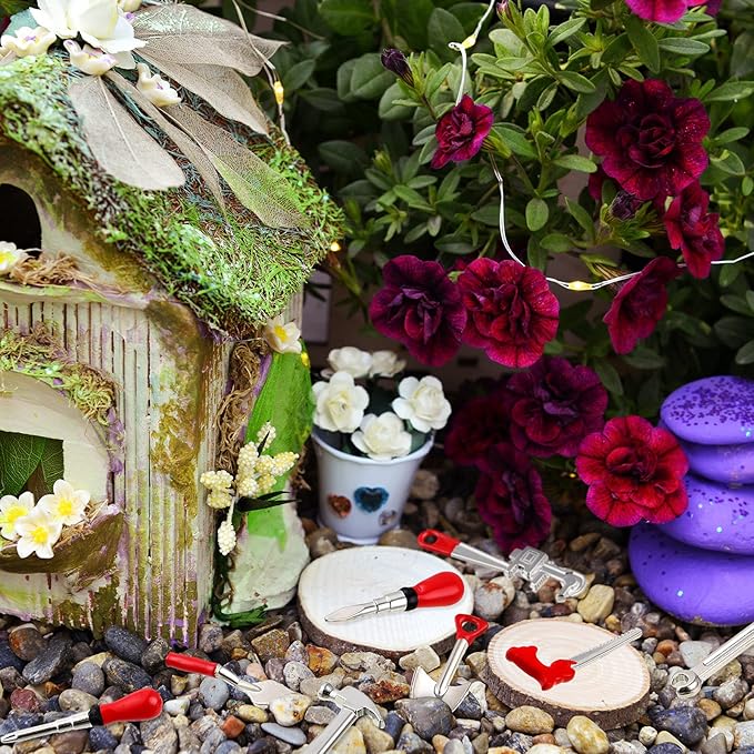 17PCS 1:12 Miniature Doll House Tools Metal Home Repair Tools Set Multifunctional Tiny Tool for Party Dollhouse Decoration Accessories Mini Yard Supplies Creative Pretend Toy