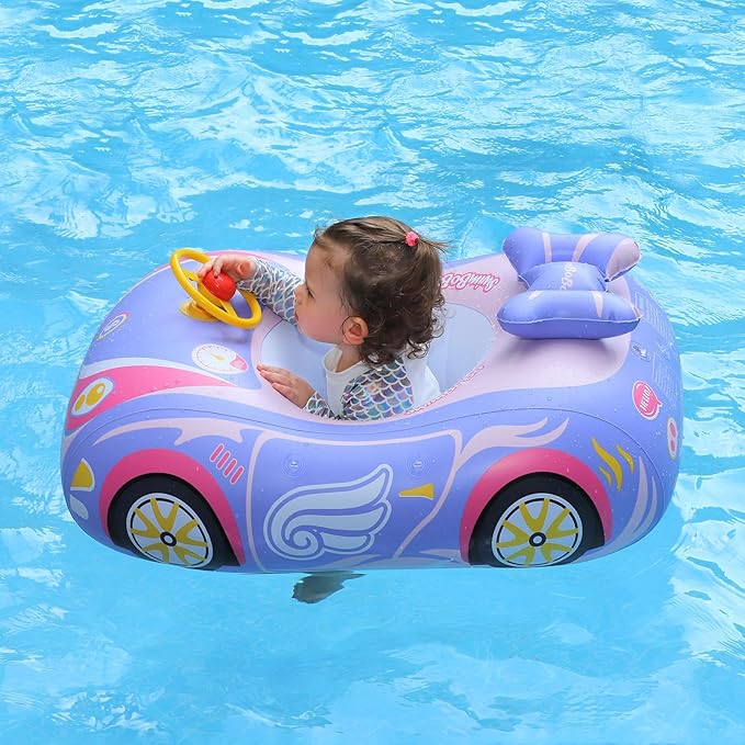 Swimbobo Toddler Pool Float with Seat Boat Inflatable Ride-on Car for Kids Outdoor Toys