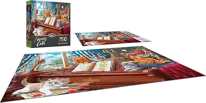 RoseArt - Fancy Cats - Piano Lessons - 750 Piece Jigsaw Puzzle for Adults