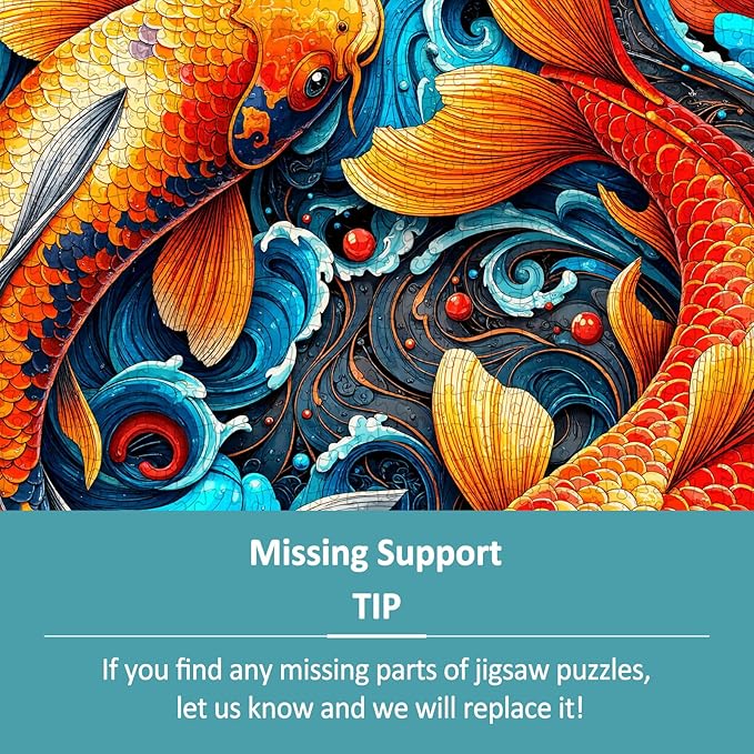 Koi Fish Yin Yang Puzzles for Adults 1000 Pieces, Jigsaw Puzzles 1000 Pieces for Adults, Fun Puzzles with Letters On Back, Challenging Game Toys, Family Decoration Puzzle (26.5 * 26.5in)