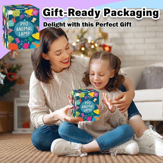 FUNZBO Paint Your Own Bear Lamp Kit - Easter Basket Stuffers, Arts and Crafts Supplies Painting Kits for Kids Teens, DIY Night Light Toy for Girls Boys Ages 3 4 5 6 7 8 9 10 11 12 Birthday Gifts